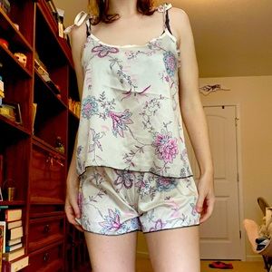 Floral silk pajama set